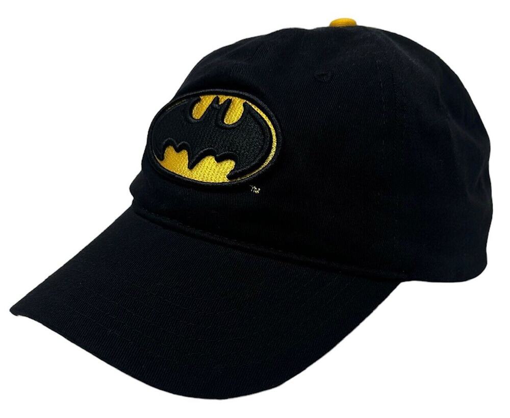 Batman DC Comics Men's 3D Embroidered Logo Dad Fit Snapback Hat Cap in Black